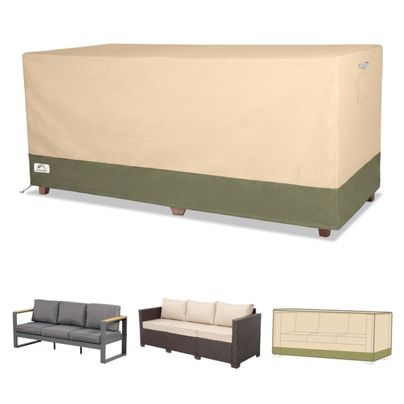 Aoodor Heavy Duty Patio Sofa Cover, 600D Waterproof Oxford Outdoor Couch Covers with Air Vents for Patio 3-Seater Sofa/ Loveseat/ Bench, 88"W x 40"D x 38"H