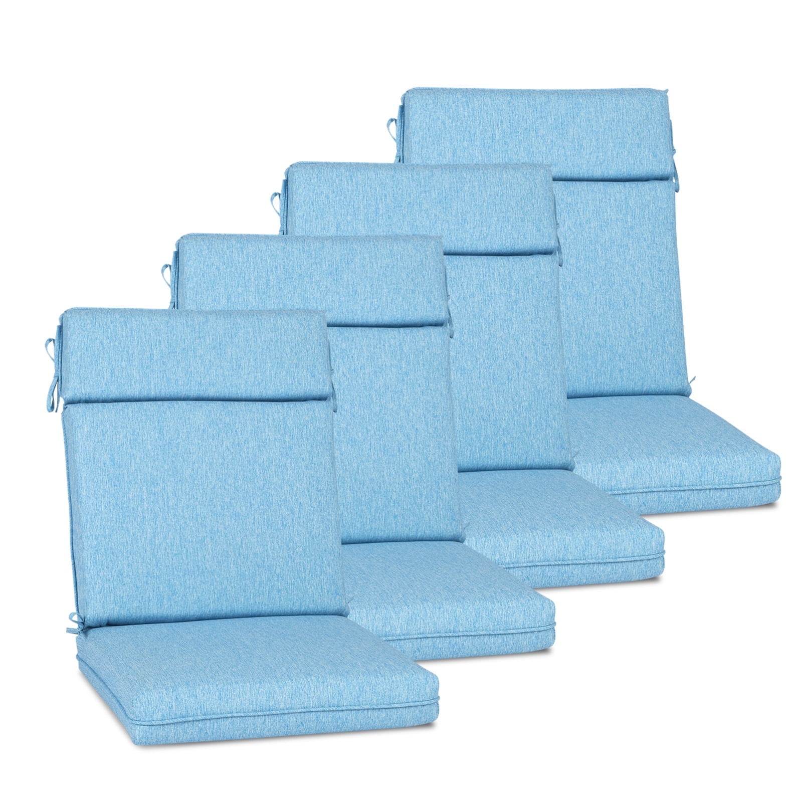 Aoodor High-Back Outdoor Dining Chair Cushion Set, Fade-Resistant Polyester Fabric, Water-Repellent TPU Coating, 44x21x3 Inches (Set of 4)