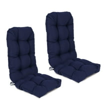 Aoodor Outdoor Adirondack Chair Cushion Set, 49x20.5x5 inch Tufted Patio Rocking Chair Cushions, Set of 2, Dark Blue
