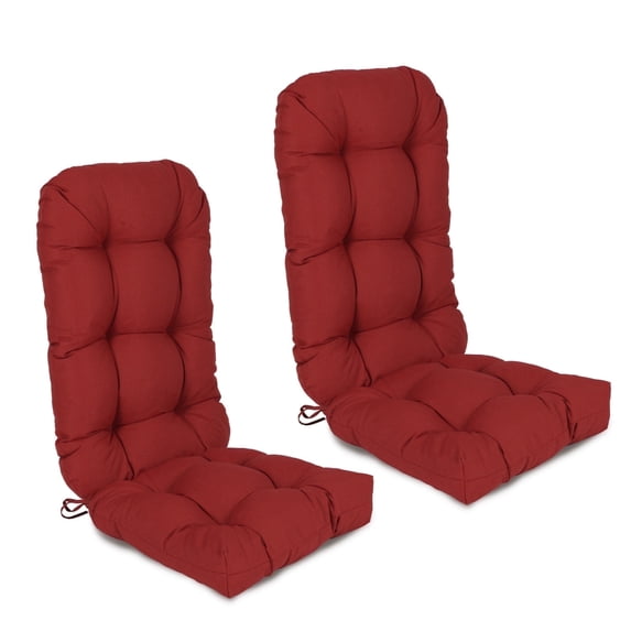 Aoodor Outdoor Adirondack Chair Cushion Set, 49x20.5x5 inch Tufted Patio Rocking Chair Cushions, Set of 2, Red