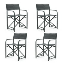 Aoodor Outdoor Camping 34'' Director's Chair Set of 4, Portable Makeup Artist Bar Height - Black