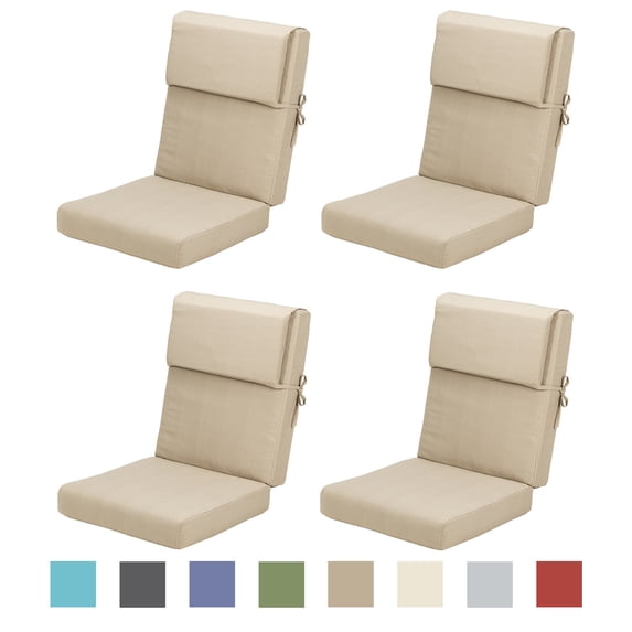 Aoodor 4-Piece Outdoor Chair Cushions 45 x 22 x 4 Inch Patio Furniture Seat Cushion - Brown