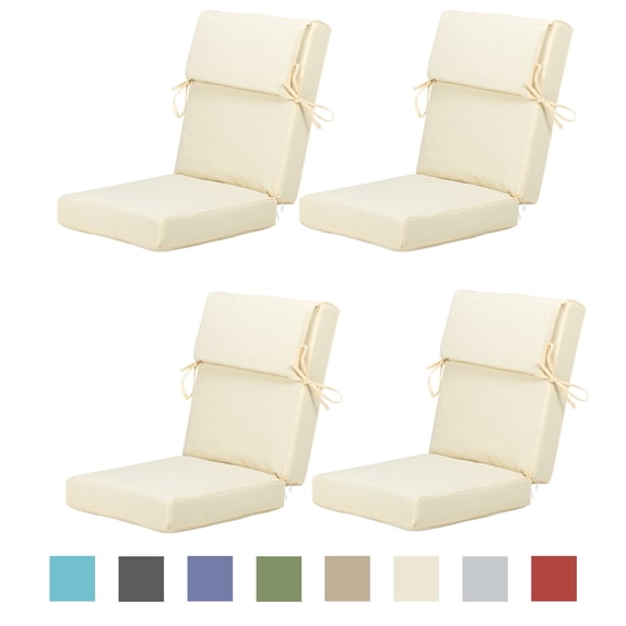 Aoodor 4-Piece Outdoor Chair Cushions 45 x 22 x 4 Inch Patio Furniture Seat Cushion - Cream Yellow