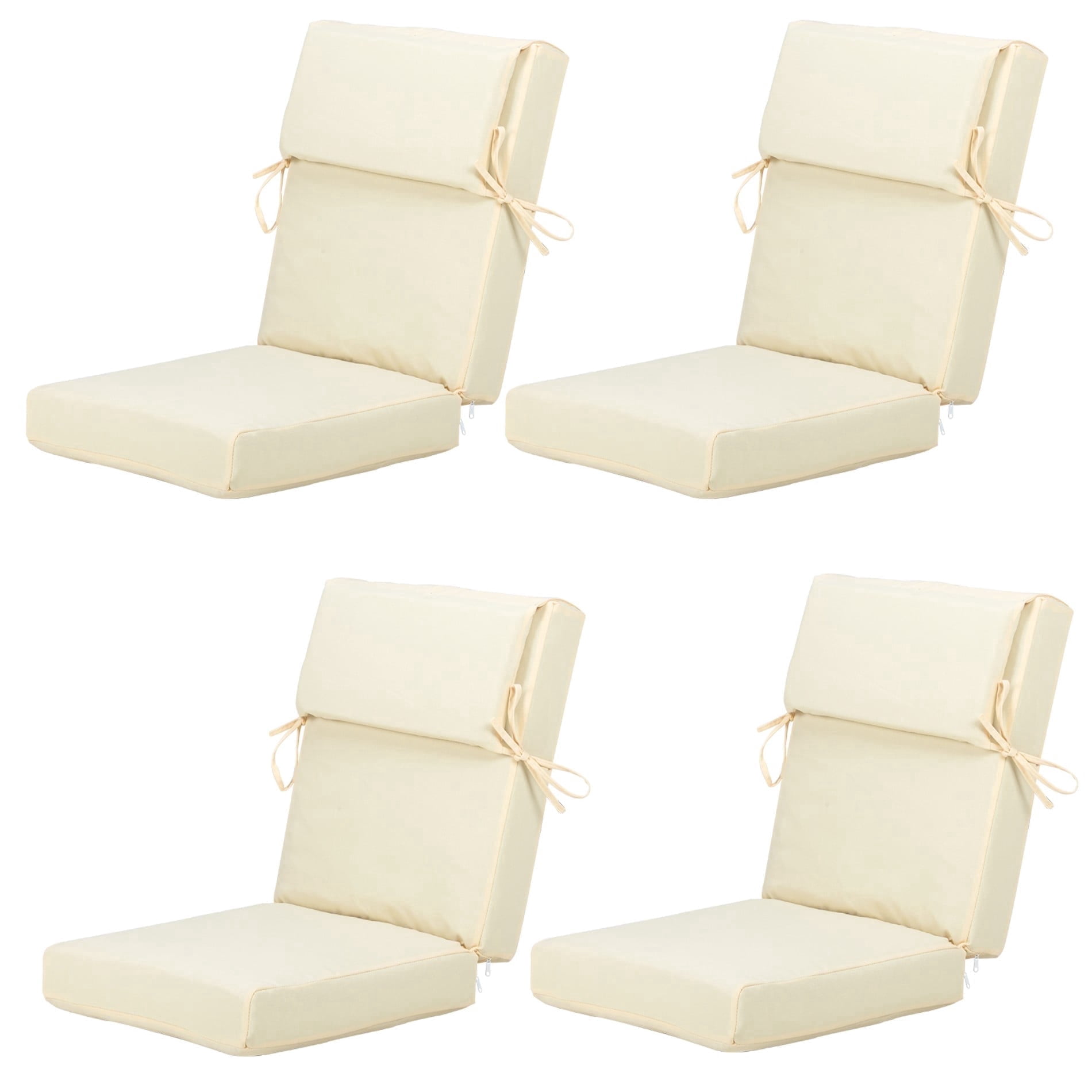 Aoodor 4-Piece Outdoor Chair Cushions 45 x 22 x 4 Inch Patio Furniture Seat Cushion - Cream Yellow