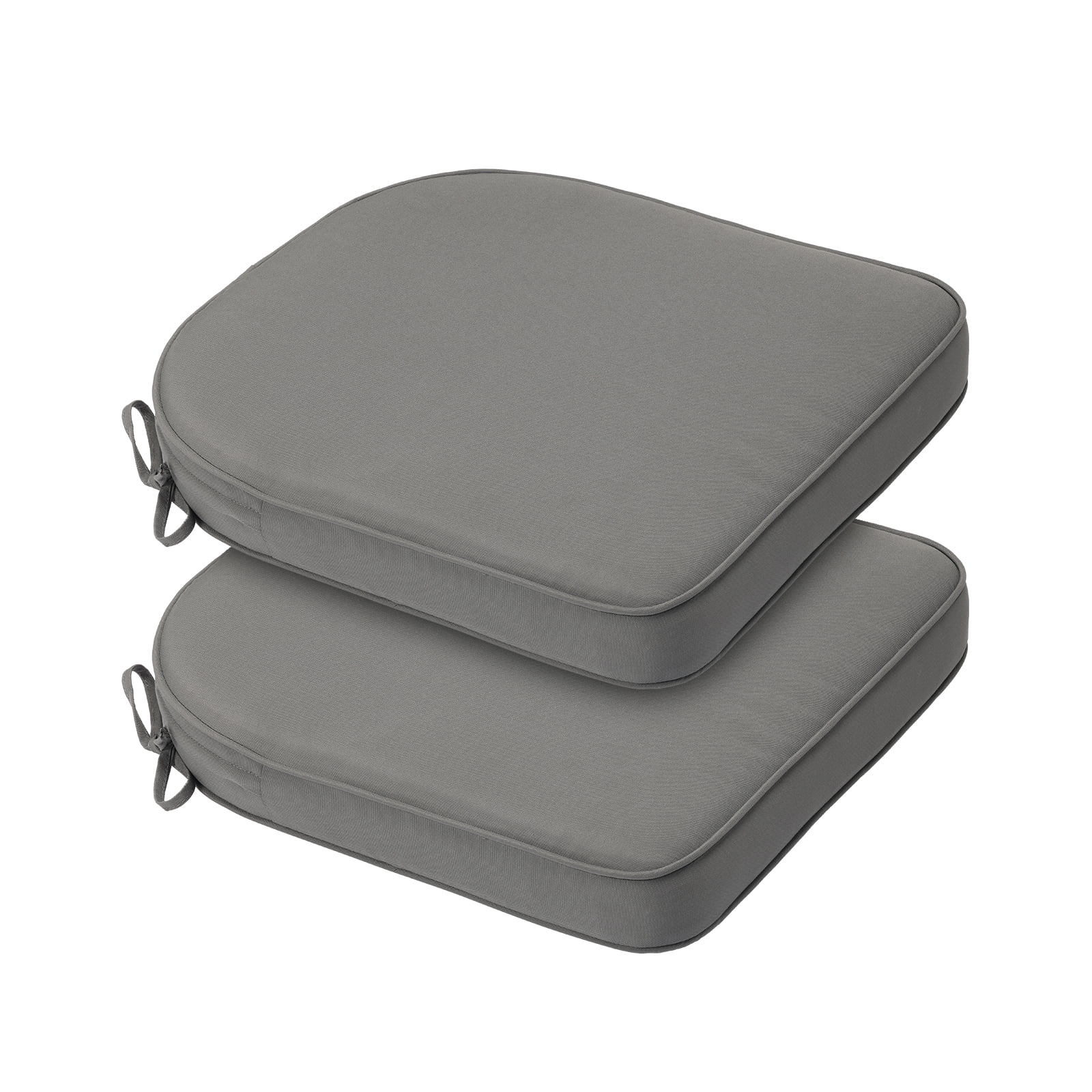Aoodor Outdoor Chair Pads, 20"W x 19"D Patio Seat Cushion Set of 2, Fade-Resistant Polyester, Gray