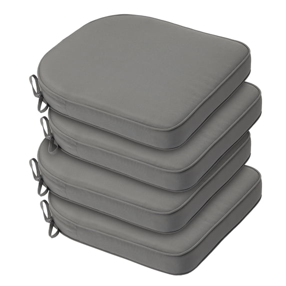 Aoodor Outdoor Chair Cushion W21'' x D21'', Fade-resistant Polyester Chair Pads with Invisible Zipper & Adjustable Ties, Gray, Set of 4