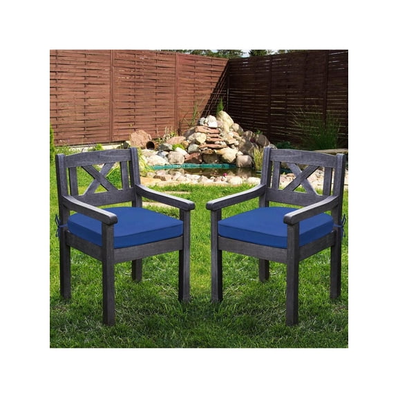 Aoodor Outdoor Chair Cushions, Fade-Resistant, Removable Cover With Ties, 18" X 19", For Patio, Garden, Or Terrace, Set Of 2