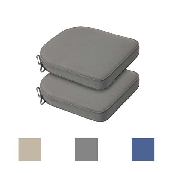 Aoodor Outdoor Chair Pads, W21'' x D21'' Patio Seat Cushion Set of 2, Fade-Resistant Polyester, Gray