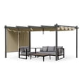 thumbnail image 1 of Aoodor 14 x 12 ft. Outdoor Pergola with Retractable Canopy and Sunshade Roller Curtains, Aluminum Frame Grape Trellis Pergola for Patio Backyard and Deck - Khaki, 1 of 10