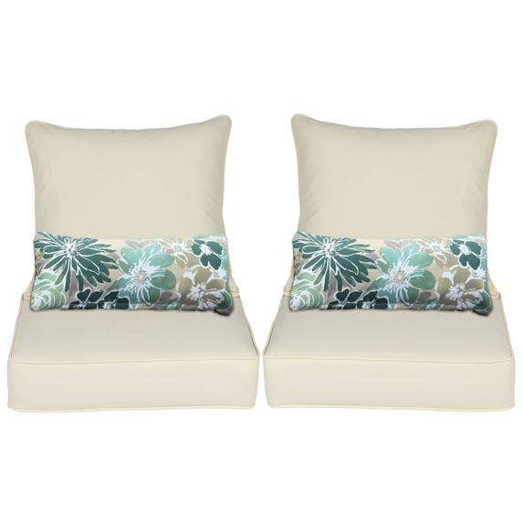 Aoodor 23"x26" Patio Chair Cushions Set, Memory Foam Outdoor Seat Cushions (Set of 2 Seats, 2 Backs, 2 Lumbar Pillows)-Cream Yellow