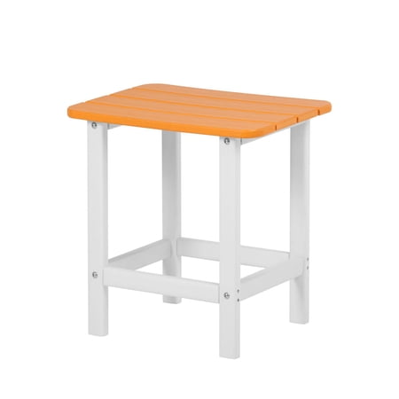 Aoodor Classic Modern Easy Assembly High Density Polyethylene Square End Table, Orange