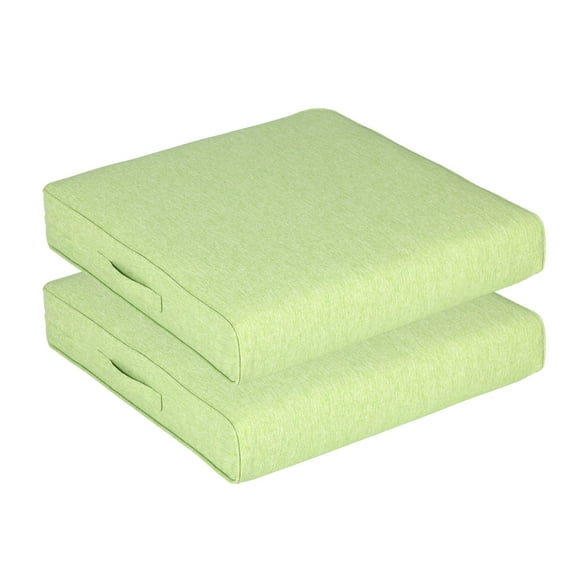 Aoodor Patio Chair Cushions Set of 2, 24 x 24 x 4 Inch Water Resistant Outdoor Seat Cushions with Handle and Ties, Square Corner Cushions for Patio Furniture Garden Lawn, Green