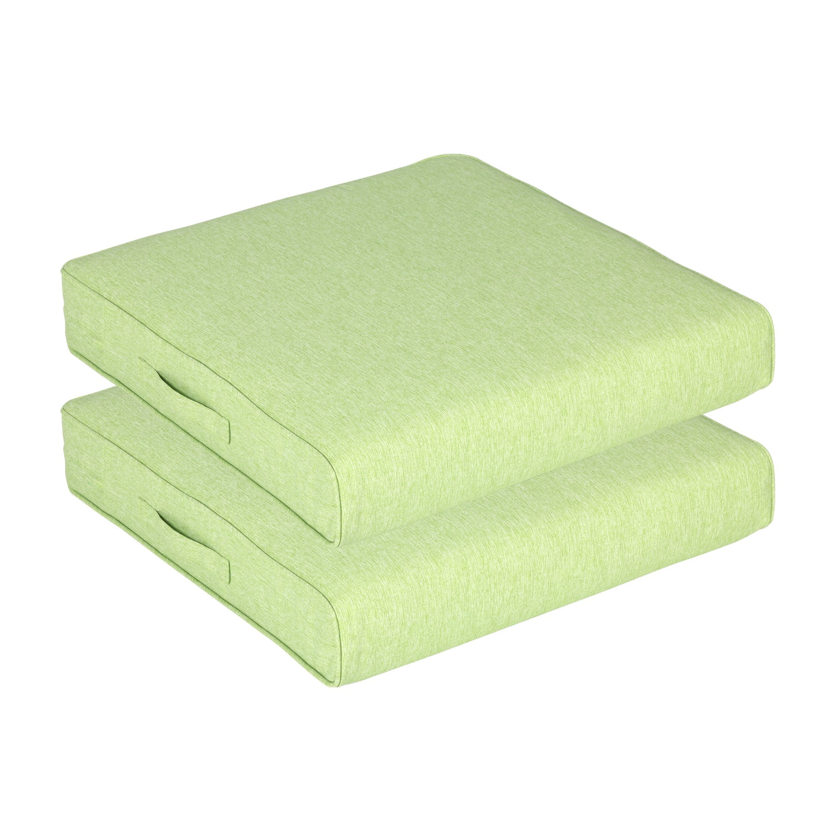 Aoodor Patio Chair Cushions Set of 2, 25 x 25 x 4 Inch Water Resistant Outdoor Seat Cushions with Handle and Ties, Square Corner Cushions for Patio Furniture Garden Lawn, Green