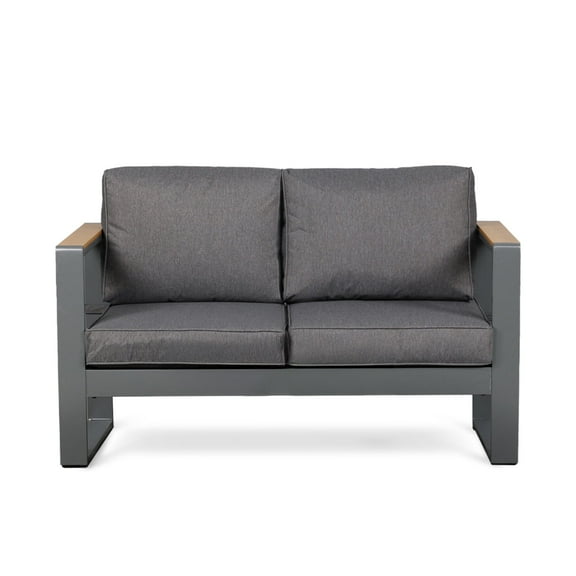 Aoodor Patio Furniture Loveseat Aluminum Sofa Couch Deep Seat - All-Weather Resistant Outdoor Conversation Set with Thick Cushions