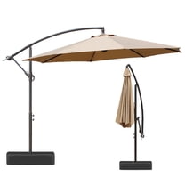 Aoodor Patio Off-set Hanging Umbrella 10FT Aluminum Cantilever Umbrella Brown