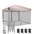 thumbnail image 1 of Aoodor Pop Up Canopy Tent with Removable Mesh Sidewalls, Portable Instant Shade Canopy with Roller Bag, 1 of 8