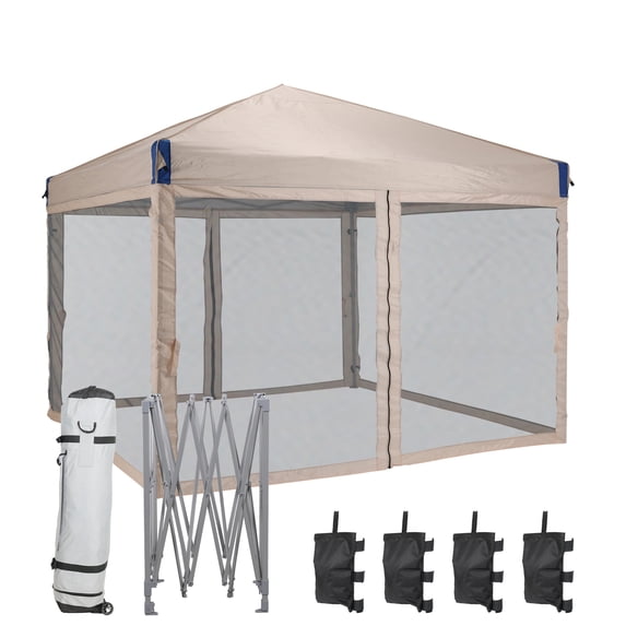 Aoodor Pop Up Canopy Tent with Removable Mesh Sidewalls, Portable Instant Shade Canopy with Roller Bag