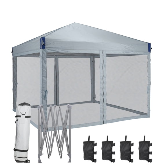 Aoodor Pop Up Canopy Tent with Removable Mesh Sidewalls, Portable Instant Shade Canopy with Roller Bag