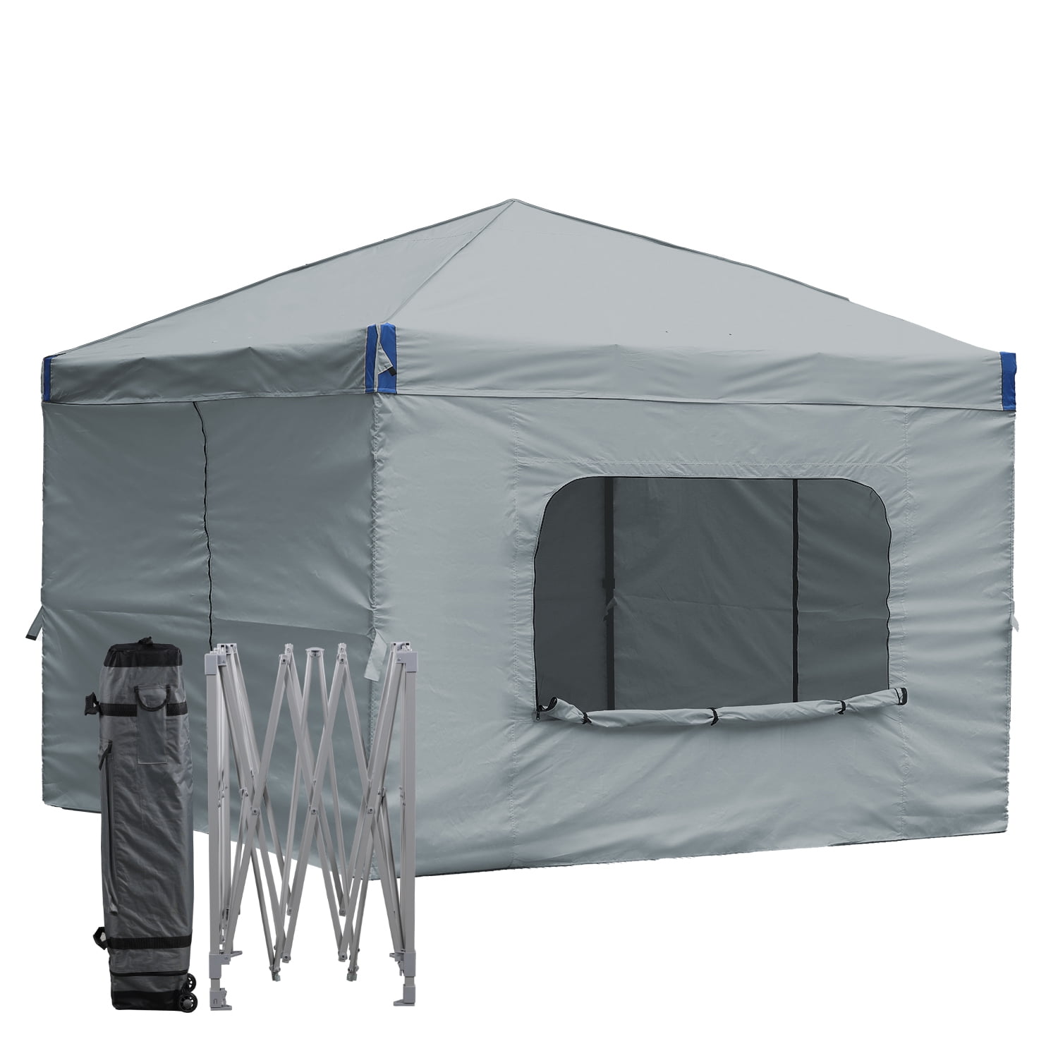 Gray 12 ft x 12 ft Pop Up Canopy Tent with Mesh Sidewalls