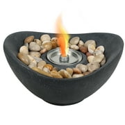 Aoodor Portable Concrete Fire Pit - Indoor/Outdoor Tabletop Fireplace for Balcony, Patio Deco
