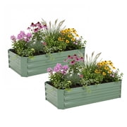 Aoodor Metal Raised Garden Bed 4' x 2' x 1', Rust Resistance Planter Boxes for Patio and Outdoor Yard Gardening - Set of 2