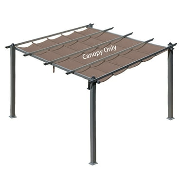 Aoodor Replacement Outdoor Pergola Canopy - Retractable Shade in Dark Brown Fabric for 10 x 13 ft Pergola, Adjustable and Durable Fabric