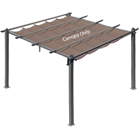 Aoodor Replacement Outdoor Pergola Canopy - Retractable Sun Shade for 10 x 10 ft Pergola, Brown