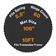 thumbnail image 1 of Aoodor Trampoline Replacement Mat, Jumping Mat Fits 10 ft Frame, Universal Jumping Round Trampoline Mat with 60 V-Rings, Only Fit 5.5" Spring Length, 1 of 7