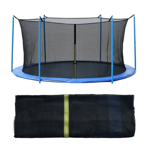 Aoodor Trampoline Replacement Net for 12FT 8 Straight Poles Outdoor Round Frame Trampolines, Safety Enclosure Net with Zipper, Buckle, String