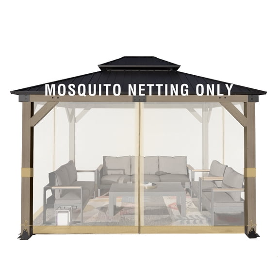 Aoodor Universal 10 x 12 ft. Gazebo Replacement Mosquito Netting Screen 4-Panel Sidewalls with Double Zipper for Patio Backyard Deck and Lawns (Only Netting)