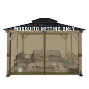 Aoodor Universal 12 x 16 ft. Gazebo Replacement Mosquito Netting Screen 4-Panel Sidewalls with Double Zipper for Patio Backyard Deck and Lawns (Only Netting)