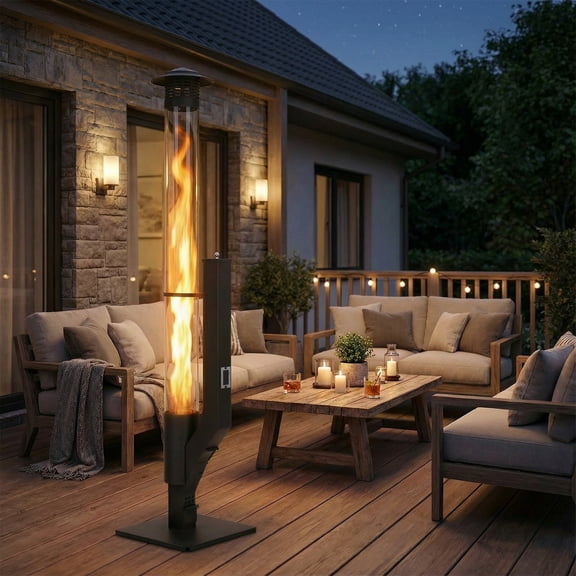 Aoodor Wood Pellet Heater with Rain Cap and Viewing Window for Patio Burning Flame, Portable Pellet Stove for Backyard, Camping, Beach, Garden, Balcony