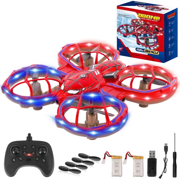 Aooess Drones for Kids 8-12: Spider Toy Stunt Drone With 5D Obstacle Avoidance, 3D Flip, Auto Hovering Indoor Drone, 2 Battery Kids RC Quadcopter With Led Lights RC Helicopter for Adults Kid Y101