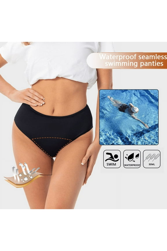 3 Layer 30ml Seamless Swim Period Thong Panties Period Swimwear Leakproof Bikini Brief Bottoms Waterproof Menstrual Swim Bottoms for Teens, Girls, Women 2 Pack