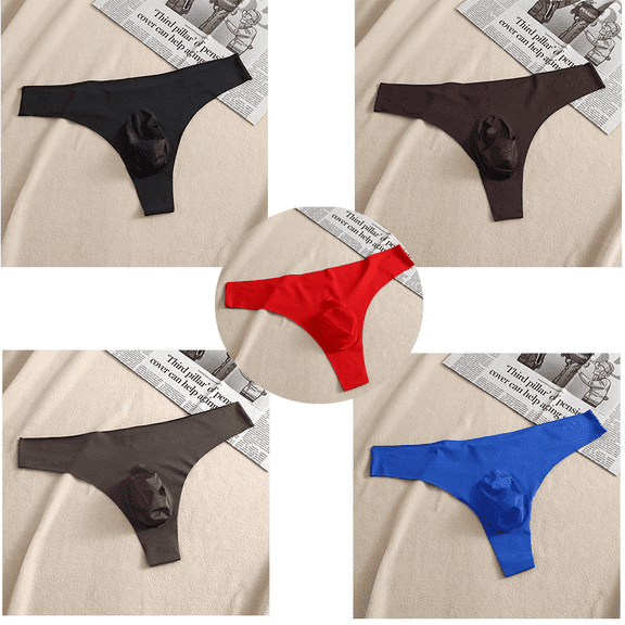 Aooho Breathable Boxer Briefs Underwear 5 Pack Classic No Trace Sexy Ice Silk Low Waist Men's Briefs