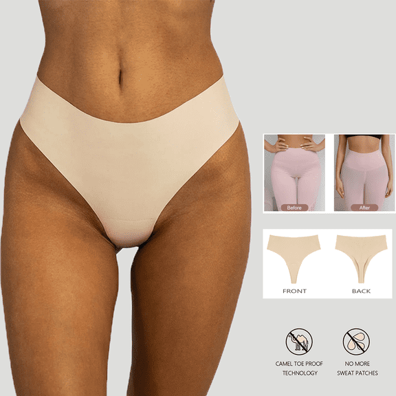 Aooho Camel Proof Thong High Waist Camel Cover Underwear No Show Camel Proof Concealer Panties for Women