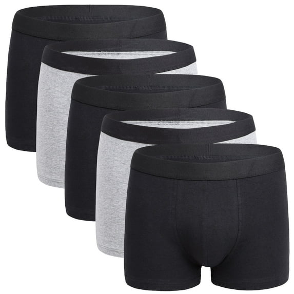 Aooho Men's Ultra Breathable Cotton Underwear,5 Pack No Riding Up Boxer Briefs with ComfortFlexible Waistband,Multipack