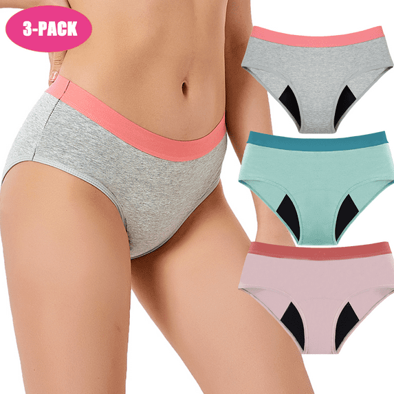 Aooho Teen Cotton 60 ml Period Underwear Menstrual Panties for Girls Heavy Flow Leakproof Protective Briefs First Period Kit 3 Pack