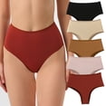 thumbnail image 1 of Aooho Women's Cotton Underwear 5 Pack of High Waisted Ladies Panties Belly Lift Briefs(Regular & Plus Size), 1 of 9