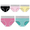 thumbnail image 1 of Aooho Women's Cotton Underwear High Waist Stretch Briefs Soft Underpants Ladies Full Coverage Panties 5 Pack, 1 of 7
