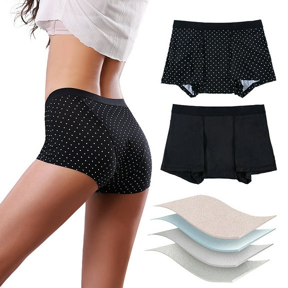 Aooho Women's Period Swim Bottoms Leak-Proof High Waist Swimwear Seamless Four-layer Period Panties Quick-Dry Shorts for Girls 2 Pack