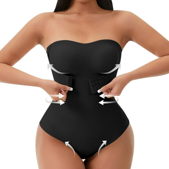 Aooho Women's Shapewear Bodysuit Seamless Tummy Control Body Shaper Sculpt Snatched Waist Body Suit Body Shaper Thong Slimming Bodysuit