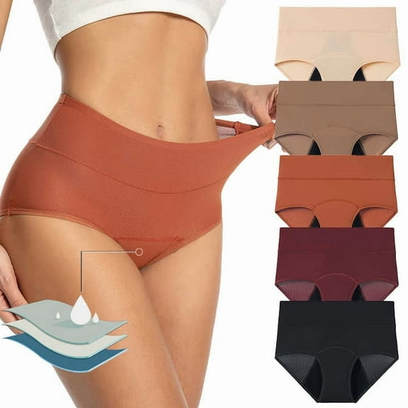 Aooho XS-4XL Multicolor Period Underwear for Women 3 Layers Breathable Menstrual Period Panties-5 pack