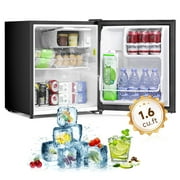 Aootek 1.6 Cu ft Single Door Mini Fridge with Freezer , Compact Refrigerator for Dormitory，Bedroom，Apartment，Office, Black
