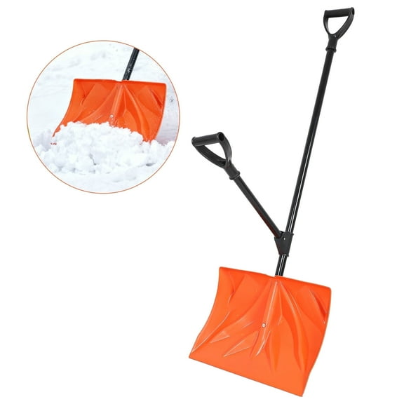 Aootek 18-Inch Wide Snow Shovel with Auxiliary Handle for Effortless Clearing on Driveways & Sidewalks, Orange