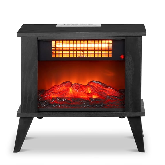 Aootek HT1287B 120V 1000W 15 inch fireplace black wood independent/quartz tube/two-stage temperature control/matched with fake wood/single color
