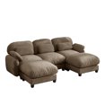 thumbnail image 1 of Aoowow 104.3'' 3 Seater Sectional Cloud Sofa, U-Shaped Chenille Modular Couch with Deep Seat, Soft Loveseat for Living Room, Apartment, Brown, 1 of 10