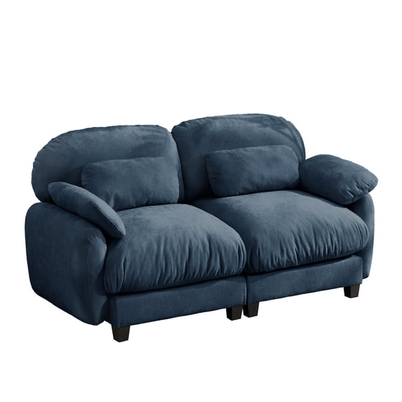 Aoowow 72.4'' 2 Seater Cloud Sofa, Chenille Modular Couch with Deep Seat, Soft Loveseat for Living Room, Apartment, Blue
