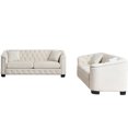 thumbnail image 1 of Aoowow Chesterfield Sofa Set, 6 Seater Velvet Tufted Couch, Deep Cushions, Nailhead Trim, Beige, 1 of 6