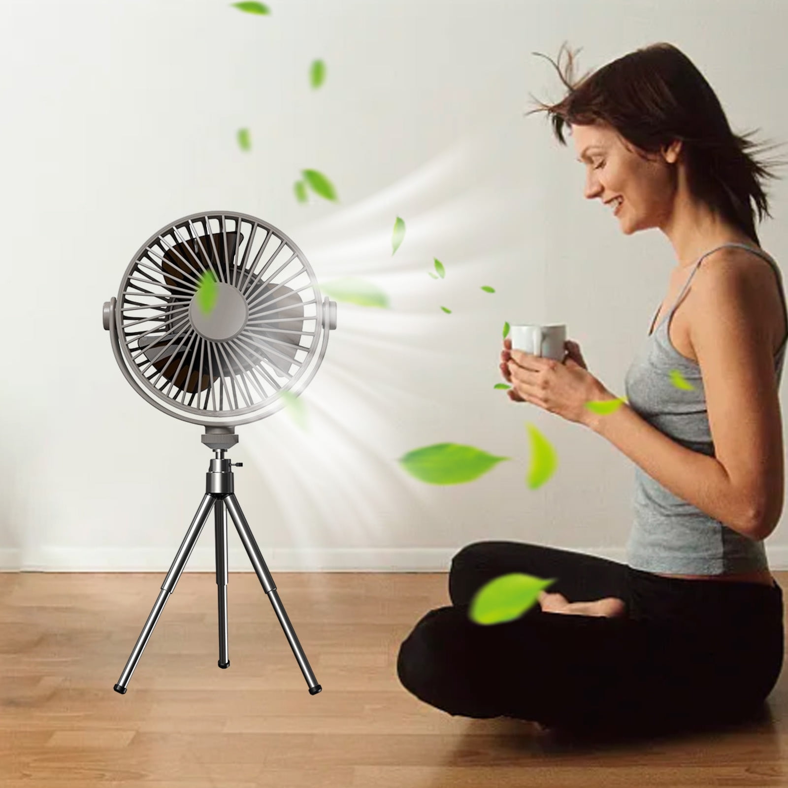 5in1 Camping Fan with Light-Outdoor Fan ,2000mAh Rechargeable Portable Standing Fan with LED lantern,Hanging Hook for Tents, Cordless USB Desk Fan